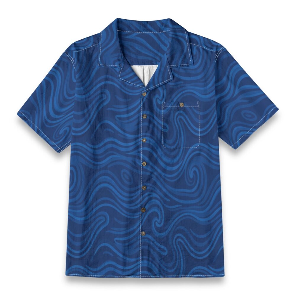 Ocean Line Currents Deep Blue Beach Shirt product image, view 6